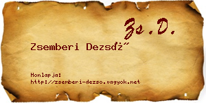 Zsemberi Dezső névjegykártya